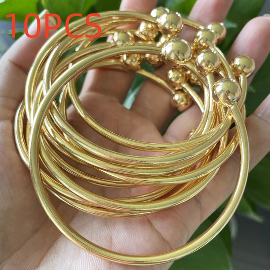 Bracelet for Women - Boho Stacking Bangles for Retro West Indian Thick Gold Ball Bangles 10mm - product detail view 2