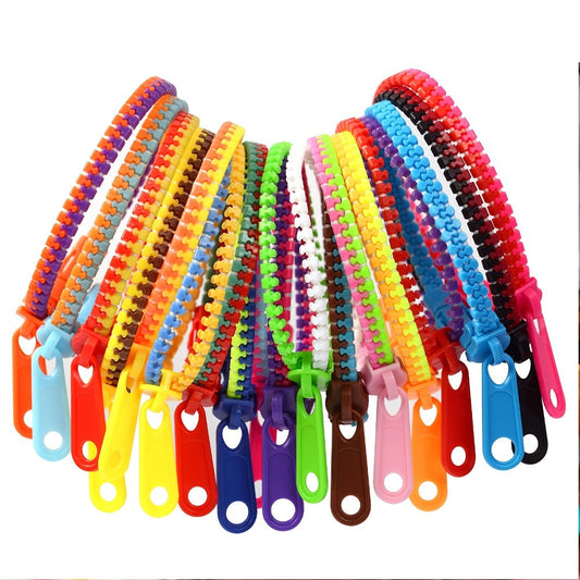 Bracelet for Women - Fidget Snap 24 Pack Bulk Set Plastic Zipper for Kids & Teens Favors Goodie - product detail view 2