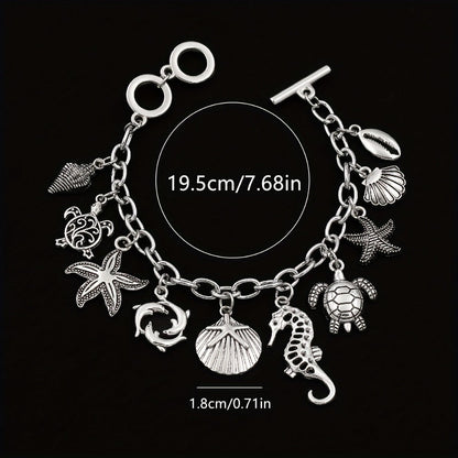Bracelet for Women - Ocean Charm 925 Sterling Silver Marine Animal Pendant Chain Seahorse - product detail view 2