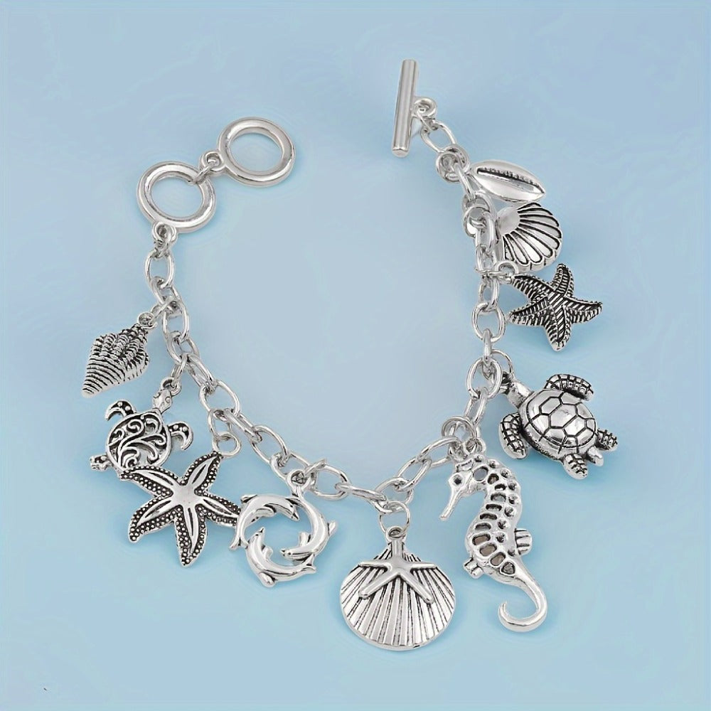 Bracelet for Women - Ocean Charm 925 Sterling Silver Marine Animal Pendant Chain Seahorse - product detail view 3