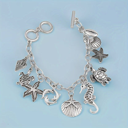 Bracelet for Women - Ocean Charm 925 Sterling Silver Marine Animal Pendant Chain Seahorse - product detail view 3