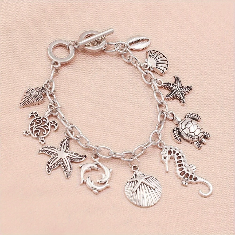 Bracelet for Women - Ocean Charm 925 Sterling Silver Marine Animal Pendant Chain Seahorse - product detail view 4