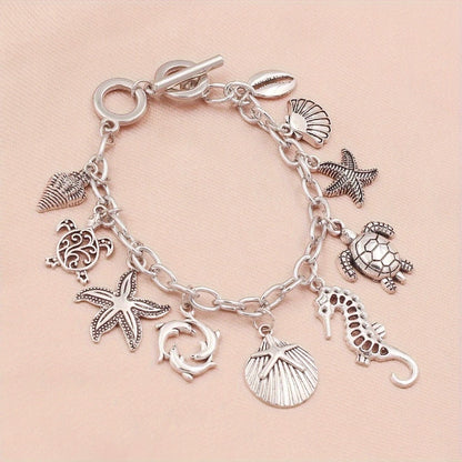 Bracelet for Women - Ocean Charm 925 Sterling Silver Marine Animal Pendant Chain Seahorse - product detail view 4