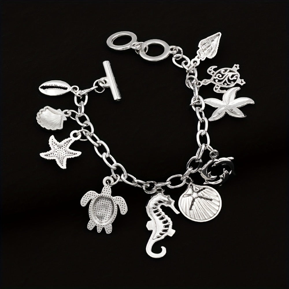 Bracelet for Women - Ocean Charm 925 Sterling Silver Marine Animal Pendant Chain Seahorse - product detail view 5