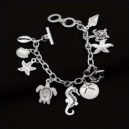 Bracelet for Women - Ocean Charm 925 Sterling Silver Marine Animal Pendant Chain Seahorse - product detail view 5