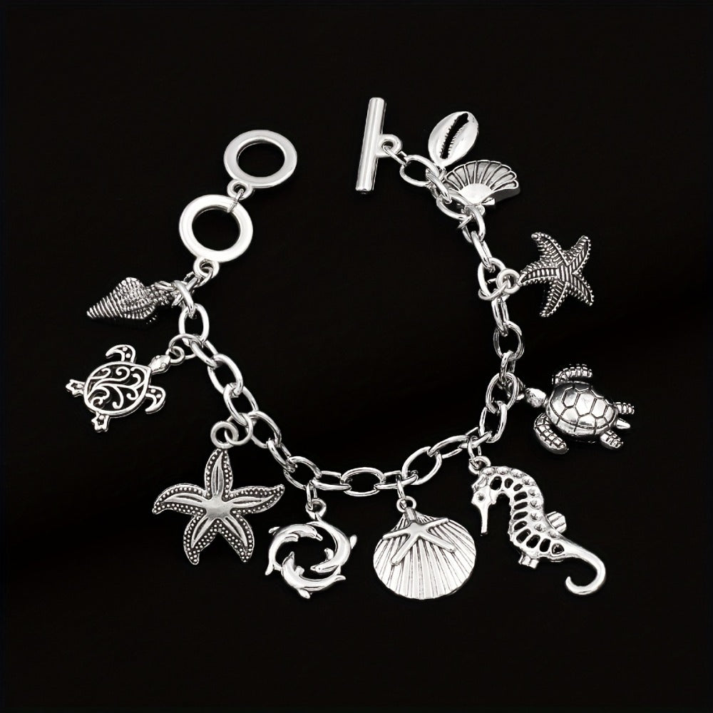 Bracelet for Women - Ocean Charm 925 Sterling Silver Marine Animal Pendant Chain Seahorse - product detail view 6