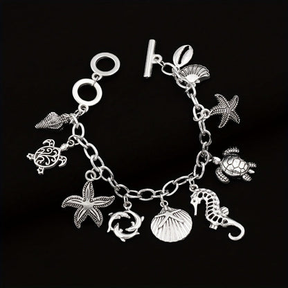 Bracelet for Women - Ocean Charm 925 Sterling Silver Marine Animal Pendant Chain Seahorse - product detail view 6