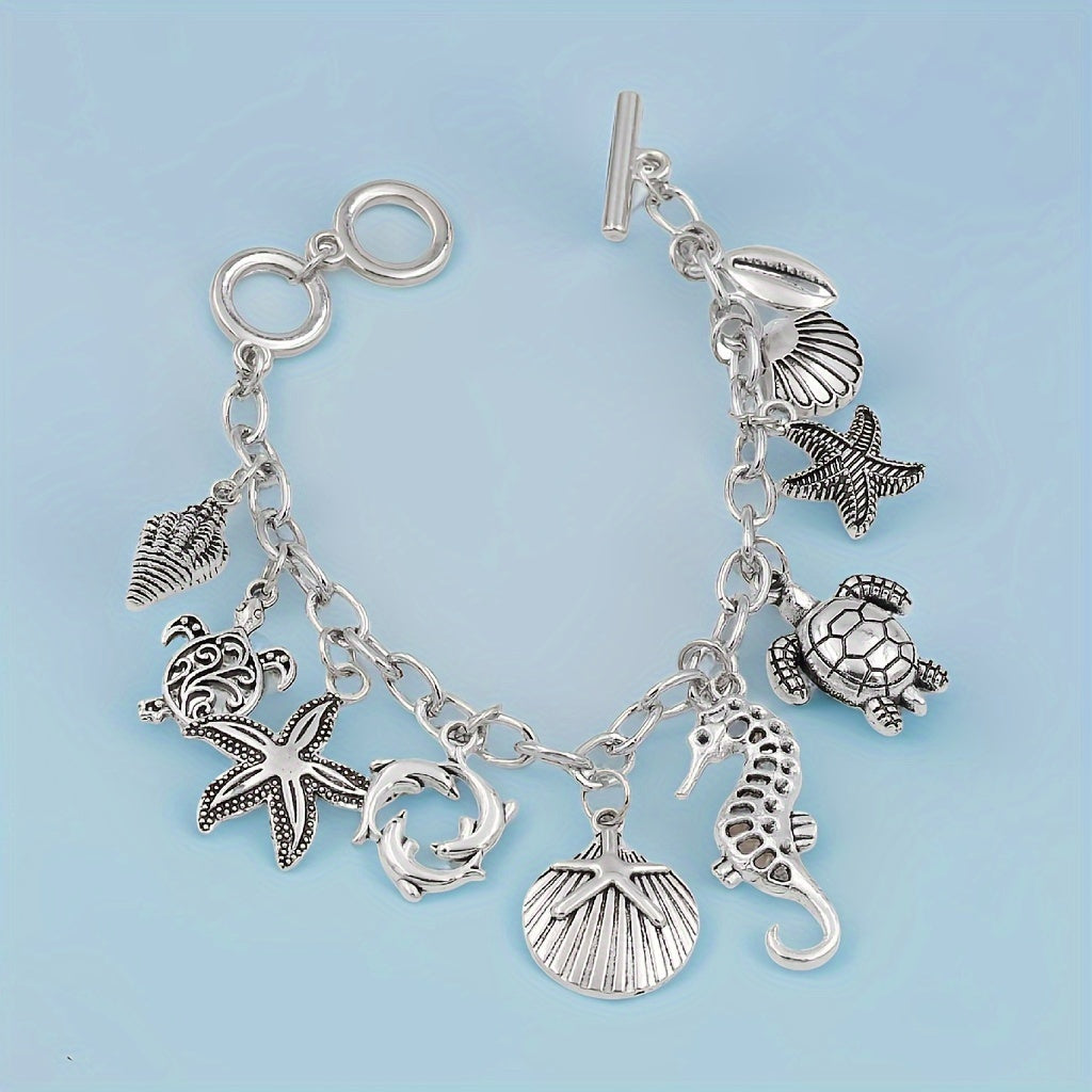 Bracelet for Women - Ocean Charm 925 Sterling Silver Marine Animal Pendant Chain Seahorse - product detail view 7