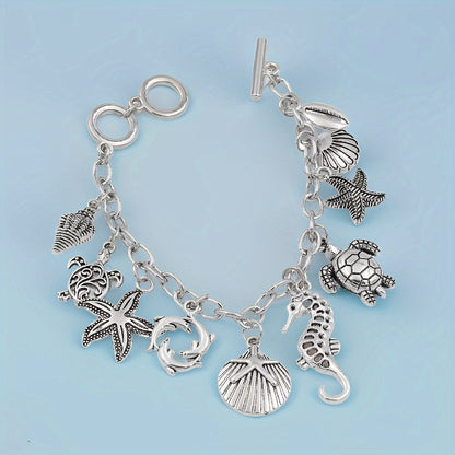 Bracelet for Women - Ocean Charm 925 Sterling Silver Marine Animal Pendant Chain Seahorse - product detail view 7