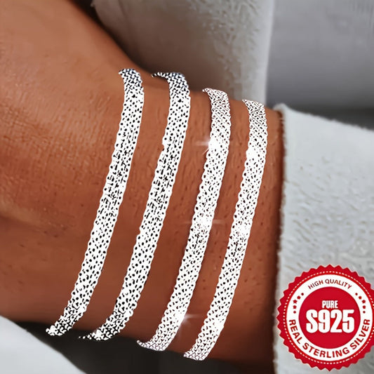 Bracelet for Women - S925 Sterling Silver Braided Set of 4 - Stackable Woven Bangle for - main product view