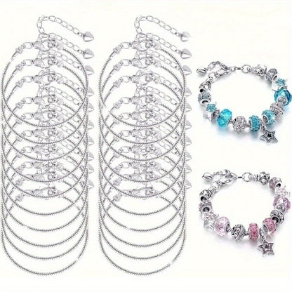 Bracelets - Snake Chain Bracelet Set 20 Pcs | 6.29" Adjustable Charm with Lobster - main product view
