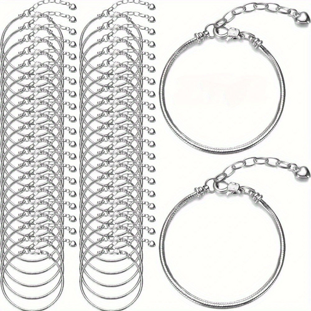 Bracelets - Snake Chain Bracelet Set 20 Pcs | 6.29" Adjustable Charm with Lobster - product detail view 2