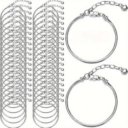 Bracelets - Snake Chain Bracelet Set 20 Pcs | 6.29" Adjustable Charm with Lobster - product detail view 2