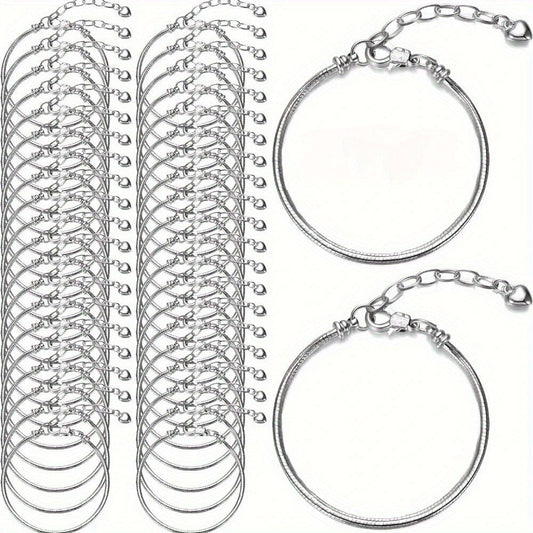 Bracelets - Snake Chain Bracelet Set 20 Pcs | 6.29" Adjustable Charm with Lobster - product detail view 2