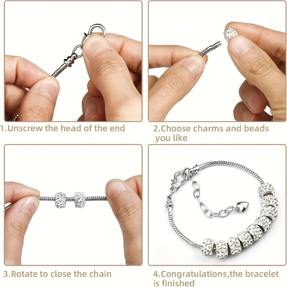 Bracelets - Snake Chain Bracelet Set 20 Pcs | 6.29" Adjustable Charm with Lobster - product detail view 4