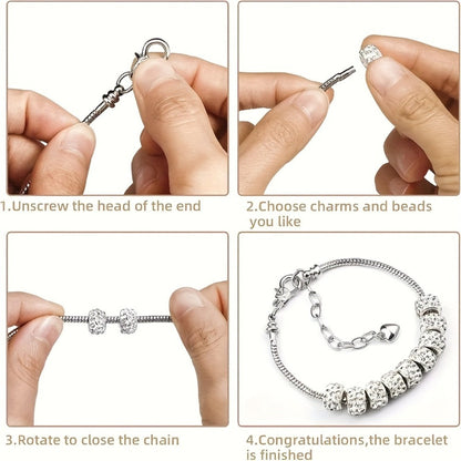 Bracelets - Snake Chain Bracelet Set 20 Pcs | 6.29" Adjustable Charm with Lobster - product detail view 4