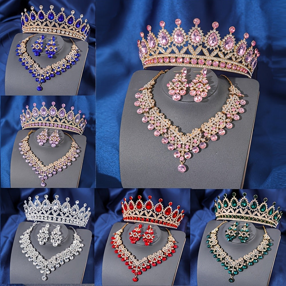 Bridal Jewelry Set - Baroque Crown Necklace and Earring 2pcs - High-End Wedding for Women - main product view