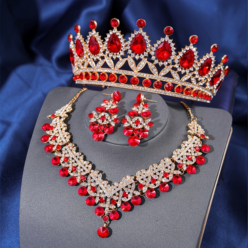 Bridal Jewelry Set - Baroque Crown Necklace and Earring 2pcs - High-End Wedding for Women - product detail view 4