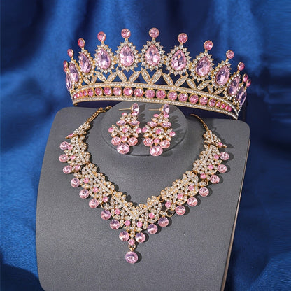 Bridal Jewelry Set - Baroque Crown Necklace and Earring 2pcs - High-End Wedding for Women - product detail view 6