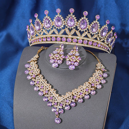 Bridal Jewelry Set - Baroque Crown Necklace and Earring 2pcs - High-End Wedding for Women - product detail view 7