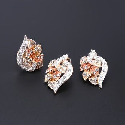 Bridal Jewelry Set - Rhinestone 4 Pieces Necklace Earrings Bracelet Ring for Women Elegant - product detail view 10