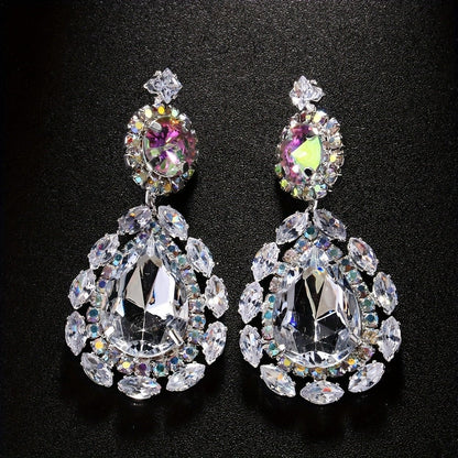 Bridal Jewelry Set - Rhinestone Necklace and Earrings for Women Sparkling Crystal | Elegant - product detail view 7
