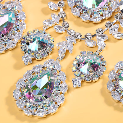 Bridal Jewelry Set - Rhinestone Necklace and Earrings for Women Sparkling Crystal | Elegant - product detail view 15