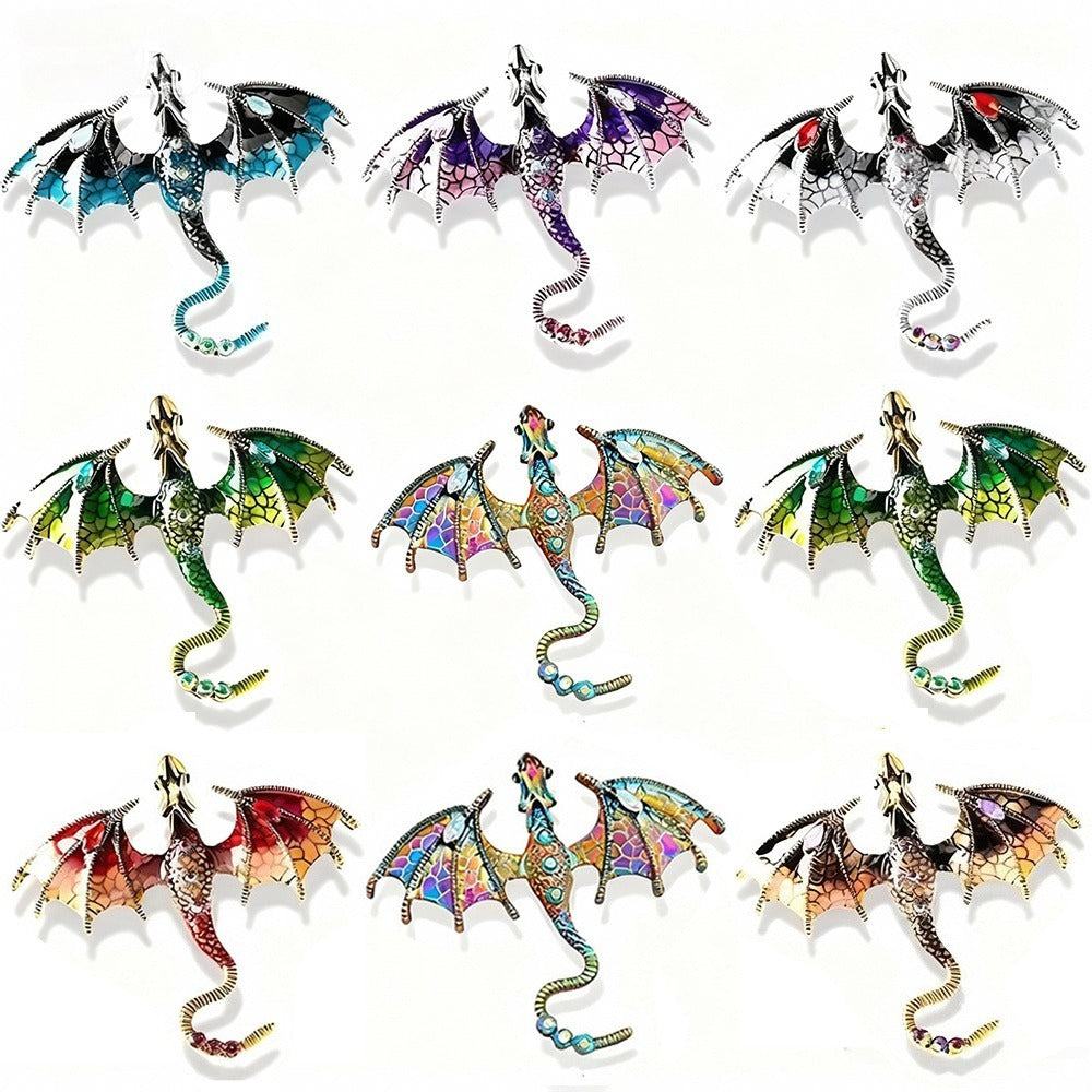 Brooch Pin - Dragon 9pcs Colorful Cartoon Dragon Lapel Set Hip-Hop Retro Bohemian Style - main product view