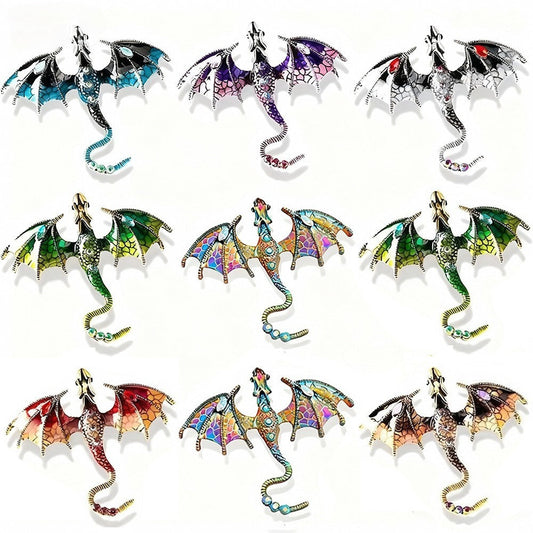 Brooch Pin - Dragon 9pcs Colorful Cartoon Dragon Lapel Set Hip-Hop Retro Bohemian Style - main product view