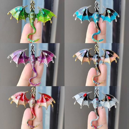 Brooch Pin - Dragon 9pcs Colorful Cartoon Dragon Lapel Set Hip-Hop Retro Bohemian Style - product detail view 2