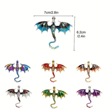 Brooch Pin - Dragon Set 10pcs 7 Colors Enamel Lapel Fantasy Gothic Cosplay Accessories - product detail view 3