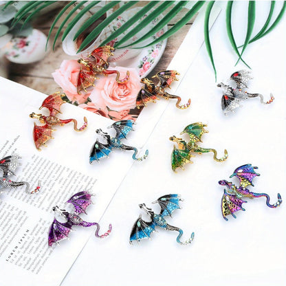 Brooch Pin - Dragon Set 10pcs 7 Colors Enamel Lapel Fantasy Gothic Cosplay Accessories - product detail view 4