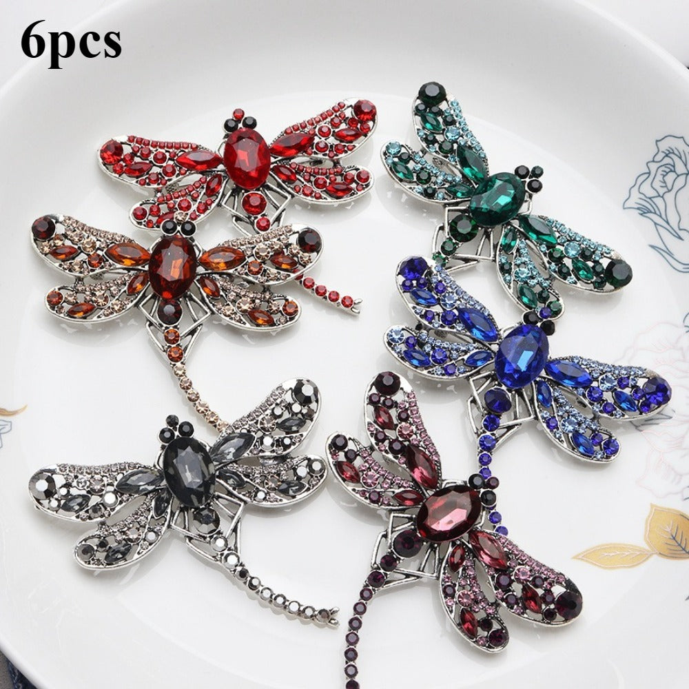 Brooch Pin - Dragonfly Set 6pcs Colorful Elegant Crystal Insect Lapel Luxury - product detail view 3