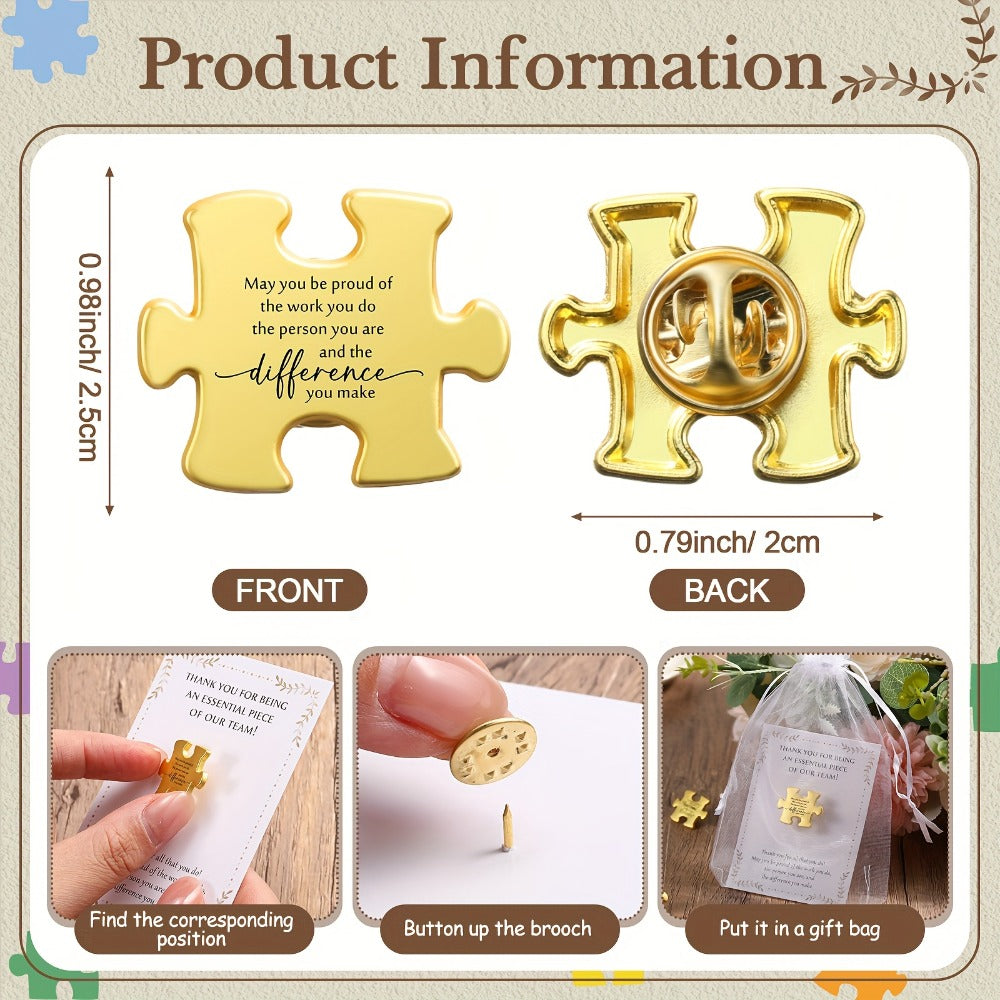 Brooch Pin - Employee Appreciation Gifts Bulk 75pcs Puzzle Piece Lapel Set with Thank - product detail view 2