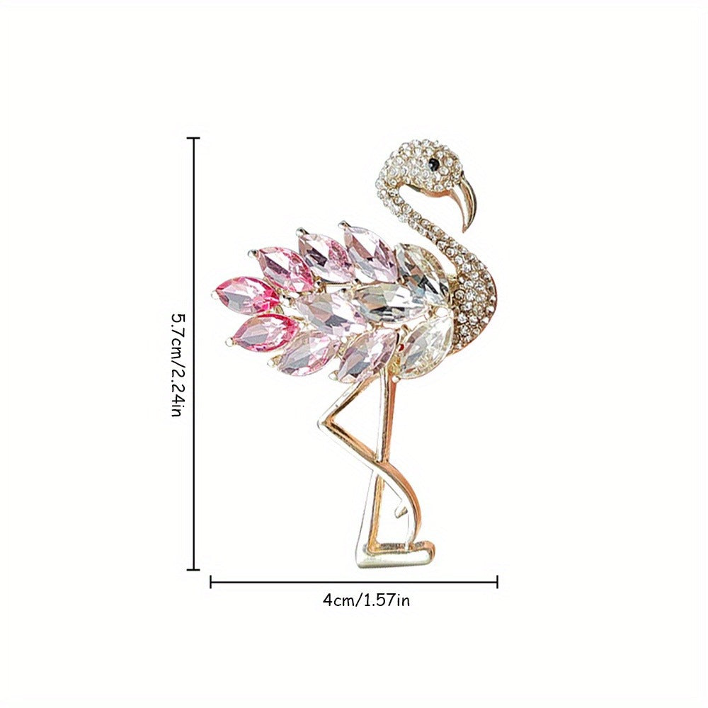 Brooch Pin - Flamingo Set 4pcs Colorful Zirconia Crystal Corsage Lapel Mori Chic Suit - product detail view 4