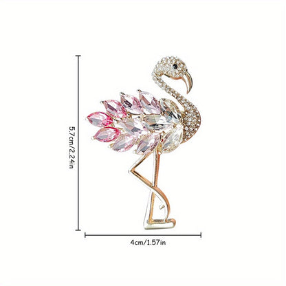 Brooch Pin - Flamingo Set 4pcs Colorful Zirconia Crystal Corsage Lapel Mori Chic Suit - product detail view 4