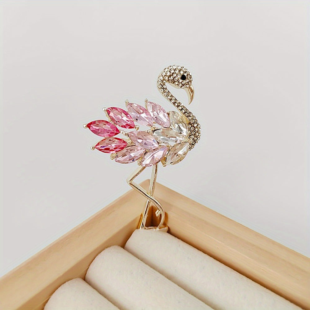 Brooch Pin - Flamingo Set 4pcs Colorful Zirconia Crystal Corsage Lapel Mori Chic Suit - product detail view 6