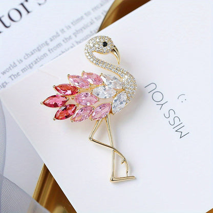 Brooch Pin - Flamingo Set 4pcs Colorful Zirconia Crystal Corsage Lapel Mori Chic Suit - product detail view 9