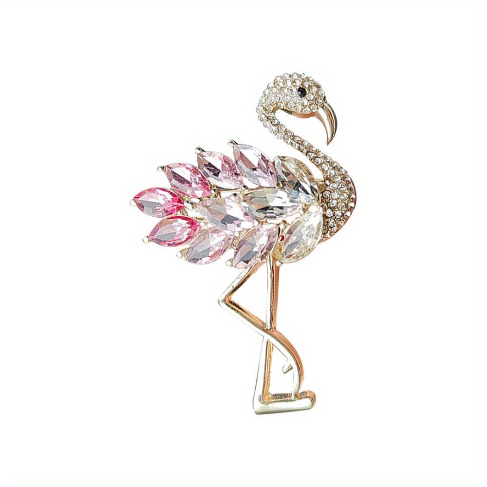 Brooch Pin - Flamingo Set 4pcs Colorful Zirconia Crystal Corsage Lapel Mori Chic Suit - product detail view 11