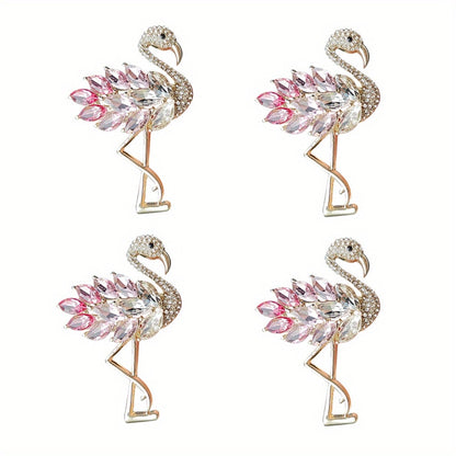 Brooch Pin - Flamingo Set 4pcs Colorful Zirconia Crystal Corsage Lapel Mori Chic Suit - product detail view 15