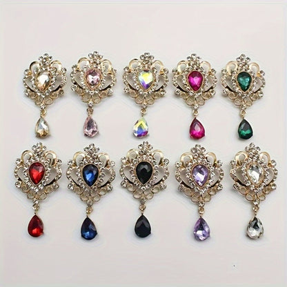Brooch Pin - Rhinestone 10pcs Teardrop Crystal Detachable Retro Jewelry Brooches for - main product view