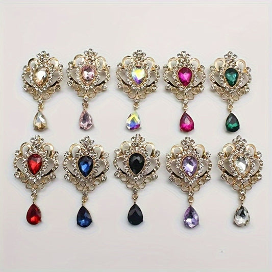 Brooch Pin - Rhinestone 10pcs Teardrop Crystal Detachable Retro Jewelry Brooches for - main product view