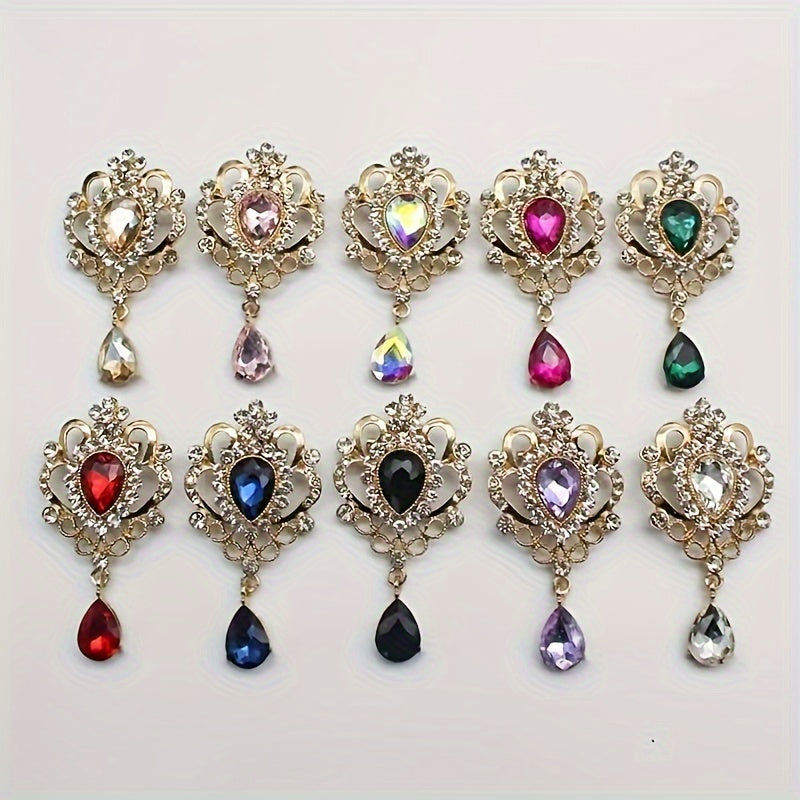 Brooch Pin - Rhinestone 10pcs Teardrop Crystal Detachable Retro Jewelry Brooches for - product detail view 12