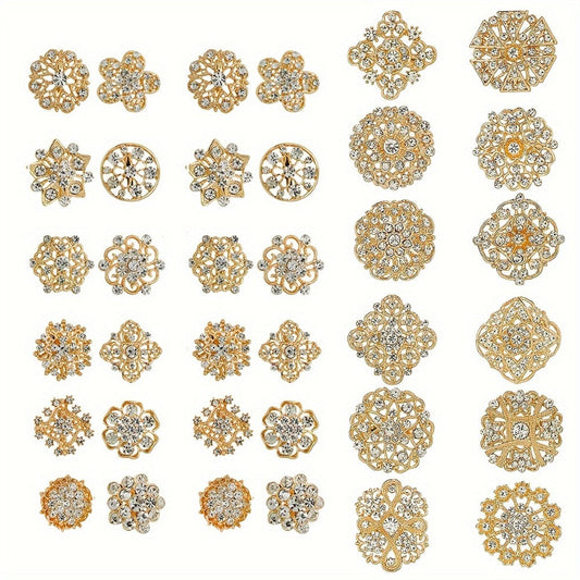 Brooch Pin - Rhinestone Set 36 Pcs Vintage Crystal Lapel for Women Men | Zinc Alloy - product detail view 2