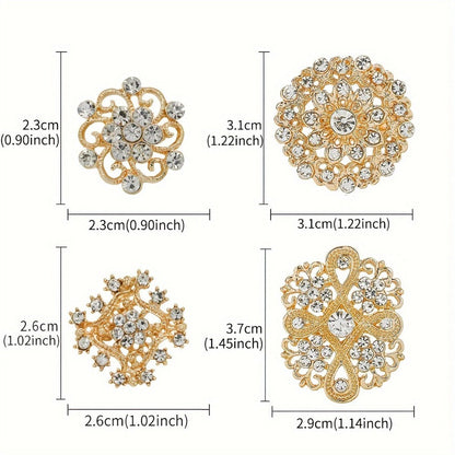 Brooch Pin - Rhinestone Set 36 Pcs Vintage Crystal Lapel for Women Men | Zinc Alloy - product detail view 7