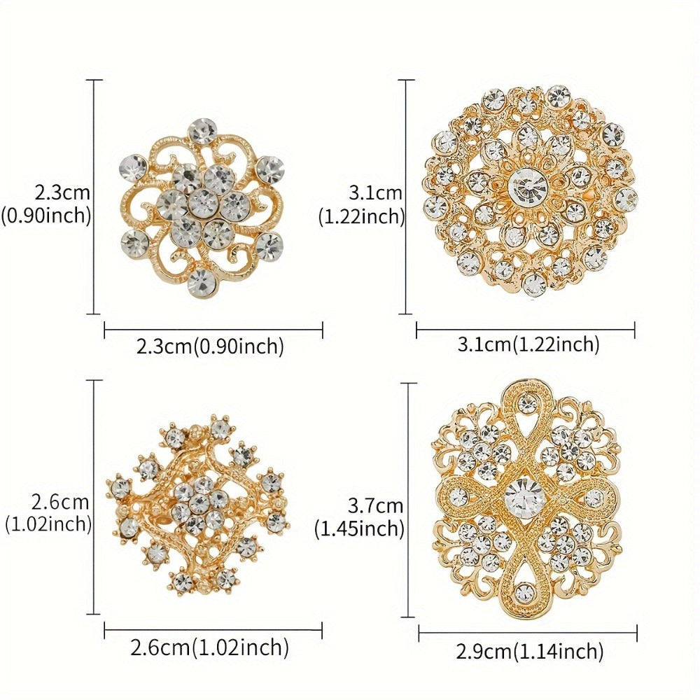 Brooch Pin - Rhinestone Set 36 Pcs Vintage Crystal Lapel for Women Men | Zinc Alloy - product detail view 11