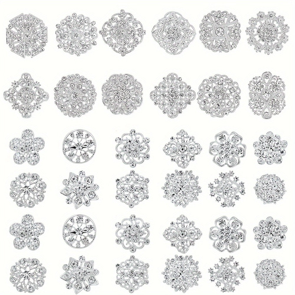 Brooch Pin - Rhinestone Set 36 Pcs Vintage Crystal Lapel for Women Men | Zinc Alloy - product detail view 12