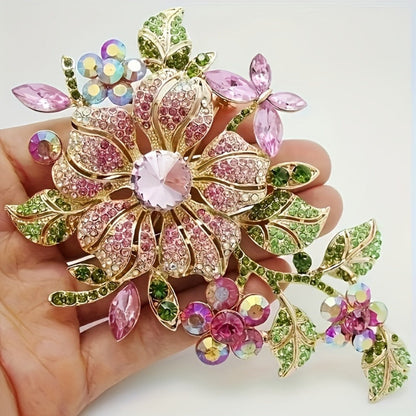 Brooch Pin - Rose for Women Sparkling Crystal Flower Elegant Luxury Rhinestone for - product detail view 3