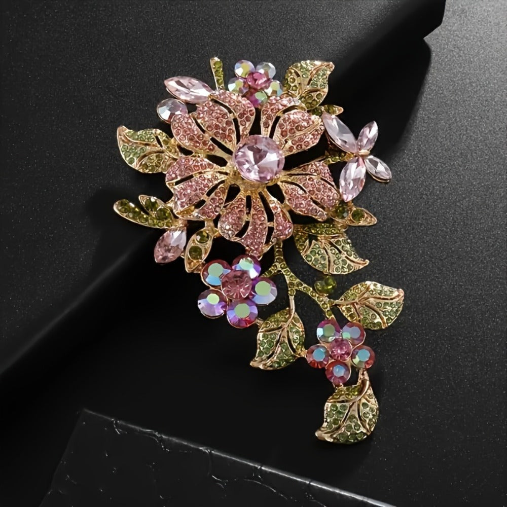 Brooch Pin - Rose for Women Sparkling Crystal Flower Elegant Luxury Rhinestone for - product detail view 4