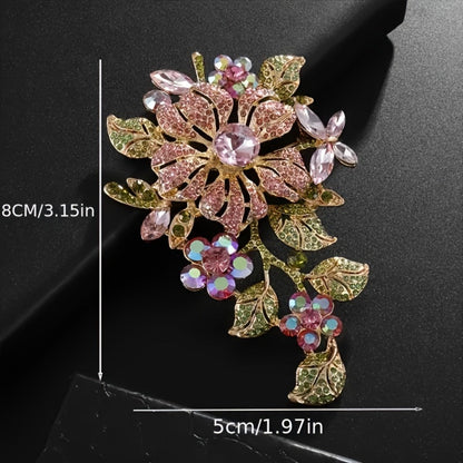 Brooch Pin - Rose for Women Sparkling Crystal Flower Elegant Luxury Rhinestone for - product detail view 5
